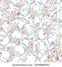 Watercolor seamless pattern design. Hand drawn flowers on white background. Cute for kids room decor and textile design.
