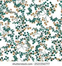 Watercolor seamless pattern design. Hand drawn flowers on white background. Cute for kids room decor and textile design.