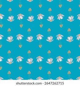 Design de padrão sem costura aquarela. Flores desenhadas à mão sobre fundo branco. Bonito para crianças decoração quarto e design têxtil. 