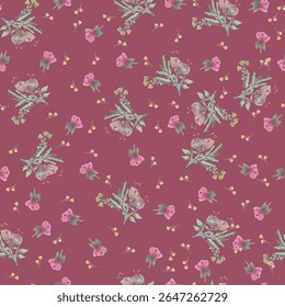 Design de padrão sem costura aquarela. Flores desenhadas à mão sobre fundo branco. Bonito para crianças decoração quarto e design têxtil. 