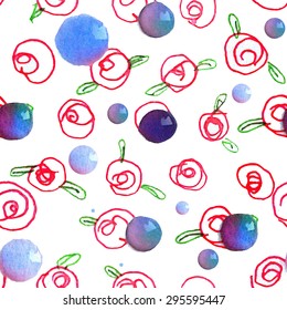 watercolor seamless pattern with droplets, splashes, sprays
