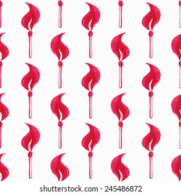 Watercolor seamless pattern with fire extinguisher on the white background, aquarelle pencil. Vector illustration. Hand-drawn simple decorative element useful for stands, posters, design.