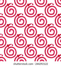 Watercolor seamless pattern with fire hose on the white background, aquarelle pencil.  Vector illustration. Hand-drawn simple decorative element useful for stands, posters, design.