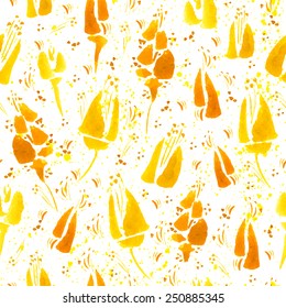 Watercolor seamless pattern with floral elements
