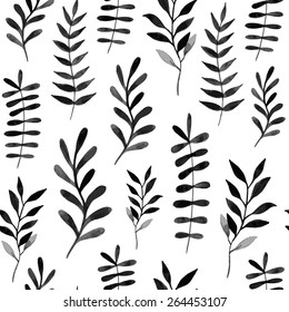 Watercolor seamless pattern with florals. Vector illustration.