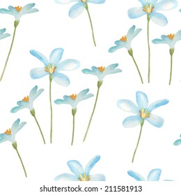 Watercolor seamless pattern with flowers.