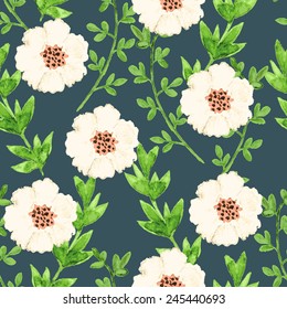 Watercolor seamless pattern with flowers