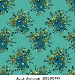 Watercolor seamless pattern with flowers for decoration design. Bright      spring or summer fashion print. Textile design.