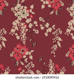 Watercolor seamless pattern with flowers in ethnic style.flower red color. Floral decoration. Traditional paisley pattern. Textile design texture.Tribal ethnic vintage seamless pattern