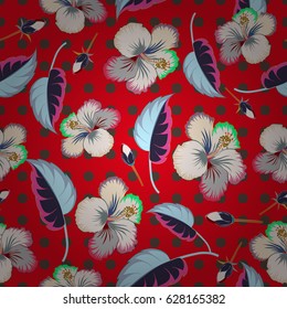 Watercolor seamless pattern with flowers in pink and blue colors. Exquisite pattern with flowers, watercolor effect. Beautiful vector pattern for decoration and design. Trendy print in vintge style.