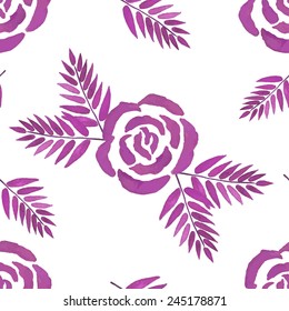 Watercolor seamless pattern with flowers. Vector background with roses.