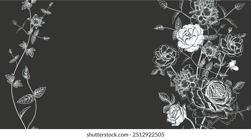 Padrão de aquarela sem emenda com flores. Padrão floral vintage. Padrão de flor sem emenda. Arte botânica. Coleção botânica floral. Conjunto floral do casamento. Aquarela design botânico.