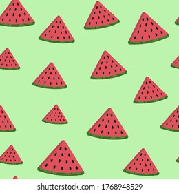 Watercolor seamless pattern with fresh watermelon slices