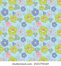 Patrón de acuarela sin fisuras con flores de jardín. Patrón floral de primavera o verano de Antiguas. Patrón de flores sin fisuras. Arte botánico. Conjunto floral Boda. Diseño botánico de acuarela.