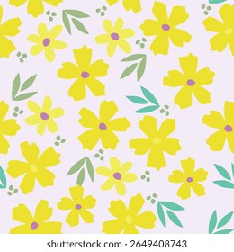 Watercolor seamless pattern with garden flowers. Vintage spring or summer floral pattern. Flower seamless pattern. Botanical art. Wedding floral