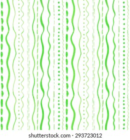 Watercolor seamless pattern with green stripes