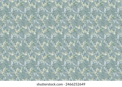 Patrón de acuarela sin fisuras ramas y hojas verdes. Fondo floral azul marino del invierno para el papel de envoltura, tela textil, fondo.