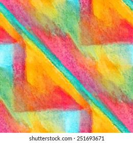 Watercolor seamless pattern. Hand drawn geometric background. Modern abstract wallpaper. Vector illustration.
