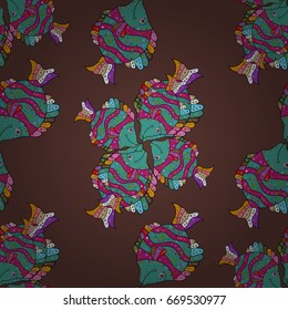 Watercolor seamless pattern. Hand drawn illustration. Can use for wrapping, decoration, wallpapers, prints. Underwater life. Fishes.