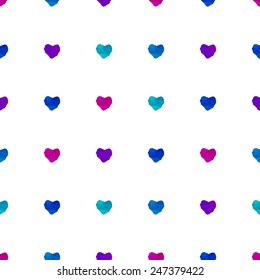 Watercolor seamless pattern with hearts. EPS 10.