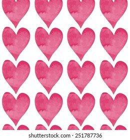 watercolor Seamless pattern with hearts for Valentine's Day and wraps