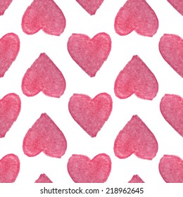 Watercolor seamless pattern with hearts. Vector illustration