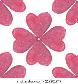 Watercolor seamless pattern with hearts. Vector illustration