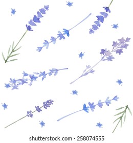 Watercolor seamless pattern with lavender. Vector background.
