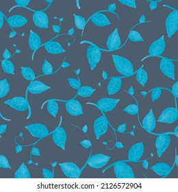 Watercolor seamless pattern with leafs and branches. Hand drawn bright textile decoration botanical floral illustration.  for wrapping, wallpaper, fabric, decoration print.