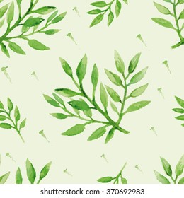 watercolor seamless pattern with leaves. Hand-drawn vector background. floral vintage pattern