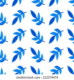 Watercolor seamless pattern with leaves on the white background. Vector illustration. Hand drawn background.