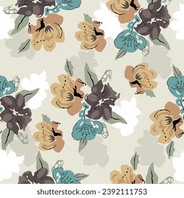 Watercolor seamless pattern with leopard in rainforest. Jungle palms, leaves. Leopard seamless 