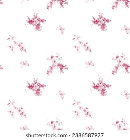 Watercolor seamless pattern of light flowers. Beautiful print for decoration of textiles and design