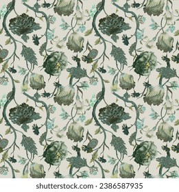 Watercolor seamless pattern of light flowers. Beautiful print for decoration of textiles and design