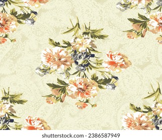 Watercolor seamless pattern of light flowers. Beautiful print for decoration of textiles and design