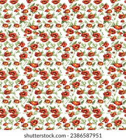 Watercolor seamless pattern of light flowers. Beautiful print for decoration of textiles and design
