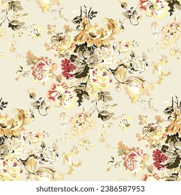 Watercolor seamless pattern of light flowers. Beautiful print for decoration of textiles and design