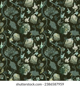 Watercolor seamless pattern of light flowers. Beautiful print for decoration of textiles and design
