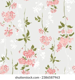 Watercolor seamless pattern of light flowers. Beautiful print for decoration of textiles and design