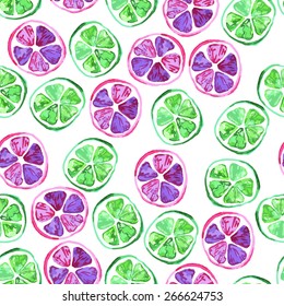 watercolor seamless pattern with limes