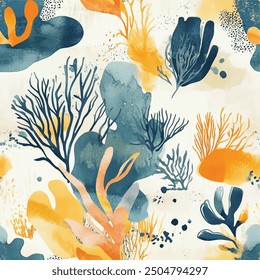 Watercolor seamless pattern. Marine collection