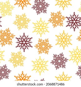 Watercolor seamless pattern multicolored snowflakes. Winter illustration for festive decor. seamless christmas pattern with multicolored snowflakes