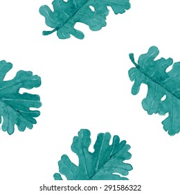 watercolor seamless pattern oak leaf vector 