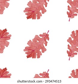watercolor seamless pattern oak leaf vector 