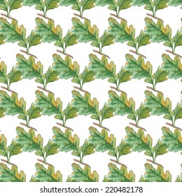 Watercolor Seamless pattern  with oak leaves Autumn design template. Use for pattern, wallpaper, web page , backdrop, wrapping paper, fabric , background .Vector 