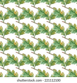 Watercolor Seamless pattern  with oak leaves Autumn design template. Use for pattern, wallpaper, web page , backdrop, wrapping paper, fabric , background .Vector 