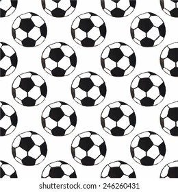 Watercolor seamless pattern with oldfashioned football ball on the white background, aquarelle. Vector illustration. Hand-drawn decorative element useful for invitations, scrapbooking, design. 