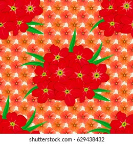 Watercolor seamless pattern on striped background. Vector floral print on a beige background. Cute primula flowers pattern.