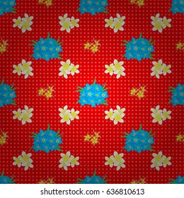 Watercolor seamless pattern on striped background. Vector floral print on a red background. Cute forget-me-not flowers pattern,