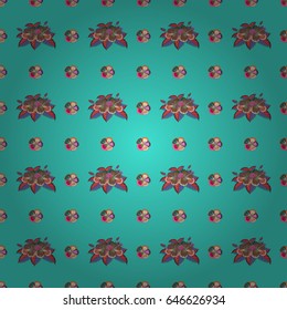Watercolor seamless pattern on striped background. Vector floral print in green and pink colors.